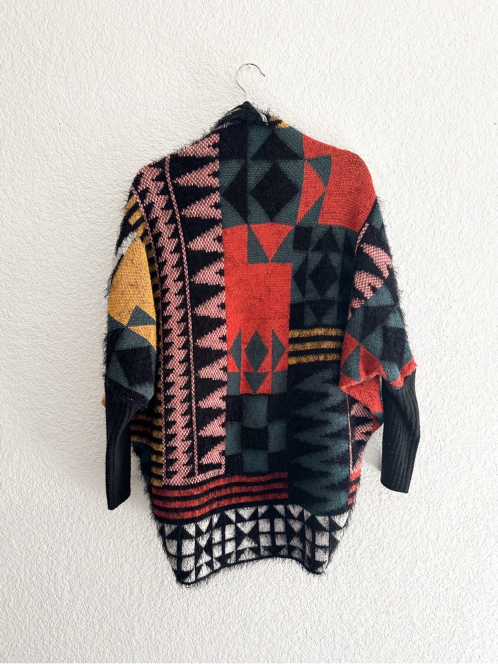 Open-Front Tribal Pattern Cozy Cardigan - Multicolor - Picture 2 of 2